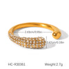 Stainless Steel Open Ring For Women Set With Diamonds Geometric Style