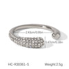Stainless Steel Open Ring For Women Set With Diamonds Geometric Style