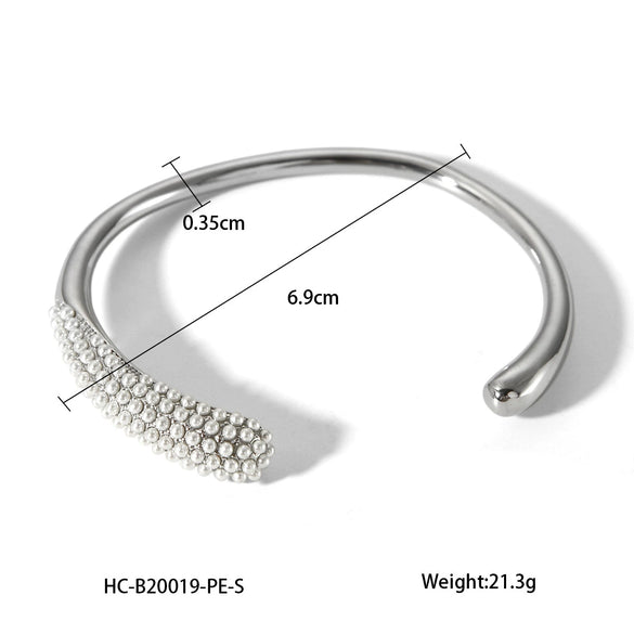 Stainless Steel Open Ring For Women Set With Diamonds Geometric Style