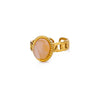 Stainless Steel Open Ring For Women With Natural Stone And 18K Gold Plated Electroplating Jewelry