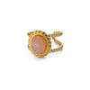Stainless Steel Open Ring For Women With Natural Stone And 18K Gold Plated Electroplating Jewelry