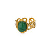 Stainless Steel Open Ring For Women With Natural Stone And 18K Gold Plated Electroplating Jewelry