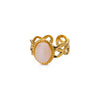 Stainless Steel Open Ring For Women With Natural Stone And 18K Gold Plated Electroplating Jewelry