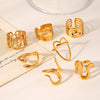 Stainless Steel Open Ring Geometric Design 18K Goldplated Hand Jewelry For Women