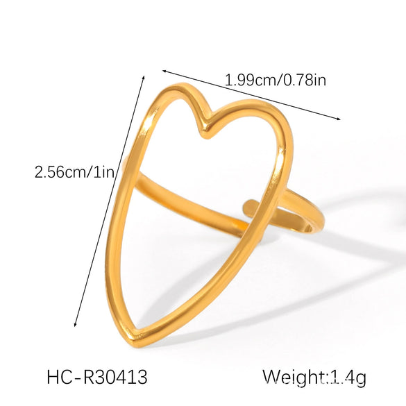 Stainless Steel Open Ring Geometric Design 18K Goldplated Hand Jewelry For Women