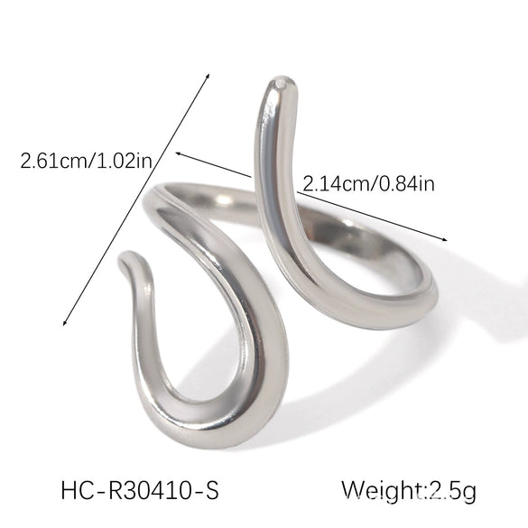 Stainless Steel Open Ring Geometric Design 18K Goldplated Hand Jewelry For Women