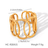Stainless Steel Open Ring Geometric Design 18K Goldplated Hand Jewelry For Women