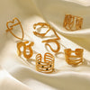 Stainless Steel Open Ring Geometric Design 18K Goldplated Hand Jewelry For Women