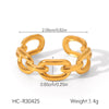 Stainless Steel Open Ring Geometric Design 18K Goldplated Hand Jewelry For Women
