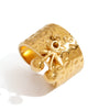 Stainless Steel Open Ring With Cherry Pendant And Geometric Hammer Pattern Electroplated Design For Women