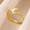 Stainless Steel Open Ring With Cross Bow Star Moon Design Electroplated Unisex Ladies Ring