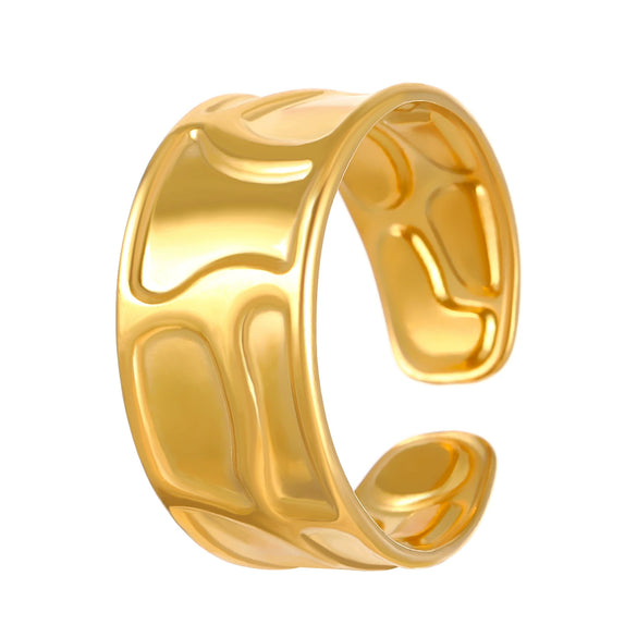 Stainless Steel Open Ring With Heart Shape Flower Leaf Letters Numbers Text Electroplated Unisex