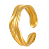 Stainless Steel Open Ring With Heart Shape Flower Leaf Letters Numbers Text Electroplated Unisex