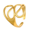 Stainless Steel Open Ring With Heart Shape Flower Leaf Letters Numbers Text Electroplated Unisex