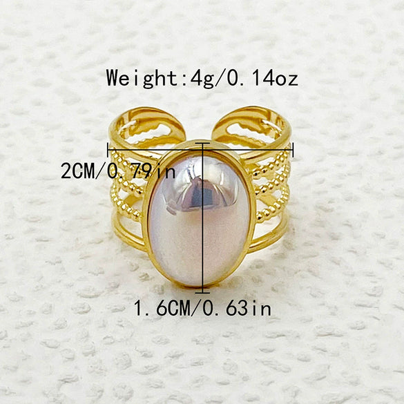 Stainless Steel Open Ring With Star Bead And Geometric Design Electroplated Ins Vintage Style