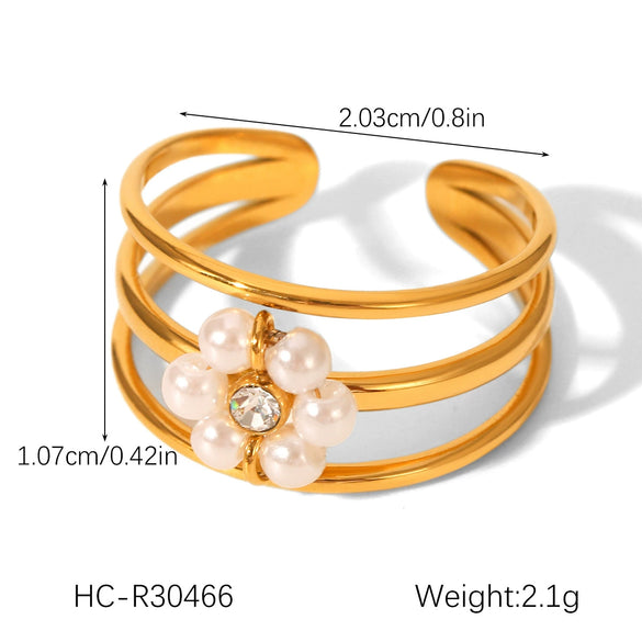 Stainless Steel Open Ring Women's Hand Jewelry Geometric Style Electroplated