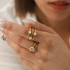 Stainless Steel Open Ring Women's Hand Jewelry Geometric Style Electroplated