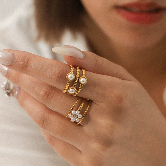 Stainless Steel Open Ring Women's Hand Jewelry Geometric Style Electroplated