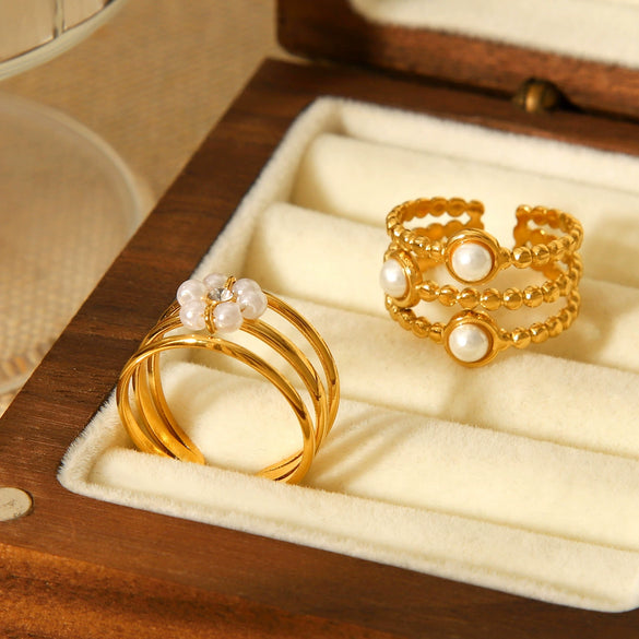 Stainless Steel Open Ring Women's Hand Jewelry Geometric Style Electroplated