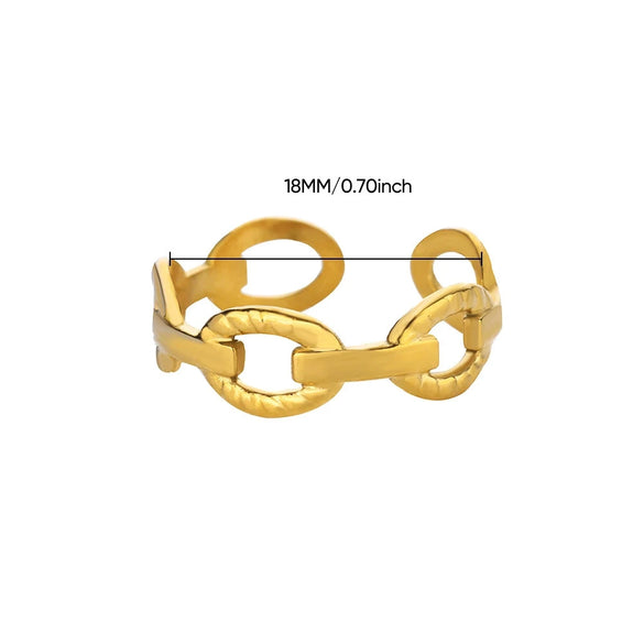 Stainless Steel Open Ring Women's Retro Exaggerated Geometric Electroplated