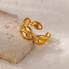Stainless Steel Open Ring Women's Retro Exaggerated Geometric Electroplated