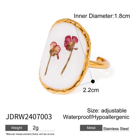 Stainless Steel Open Rings Geometric Pattern Electroplated Summer New Flower Series Women's Hand Accessories