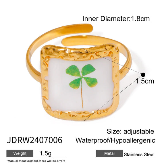 Stainless Steel Open Rings Geometric Pattern Electroplated Summer New Flower Series Women's Hand Accessories