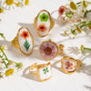 Stainless Steel Open Rings Geometric Pattern Electroplated Summer New Flower Series Women's Hand Accessories
