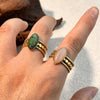 Stainless Steel Open Rings Inlaid With Natural Stone Heart Shape Electroplated Minimalist Geometric Jewelry
