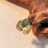 Stainless Steel Open Rings Inlaid With Natural Stone Heart Shape Electroplated Minimalist Geometric Jewelry