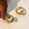 Stainless Steel Open Rings Inlaid With Natural Stone Heart Shape Electroplated Minimalist Geometric Jewelry