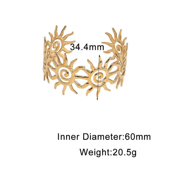 Stainless Steel Open Sun Bracelet With Spiral Design Electroplated Minimalist High End Style For Women