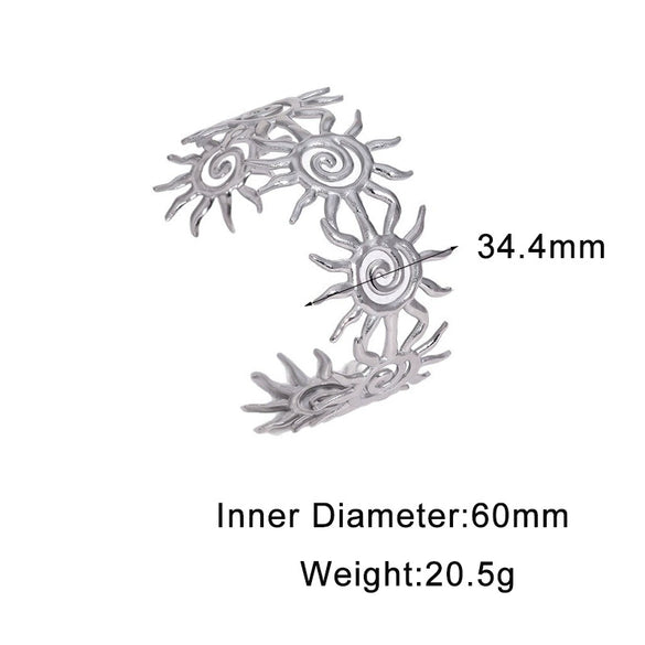 Stainless Steel Open Sun Bracelet With Spiral Design Electroplated Minimalist High End Style For Women