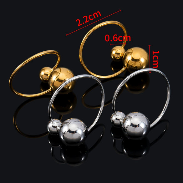 Stainless Steel Open Tail Ring With Steel Ball Electroplated 18K Gold