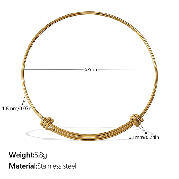 316L Stainless Steel Open Thin Irregular Minimalist Retro Personality Electroplated Bracelet