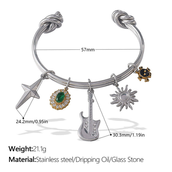 316L Stainless Steel Open Thin Irregular Minimalist Retro Personality Electroplated Bracelet