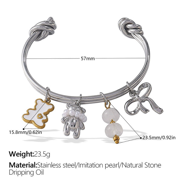 316L Stainless Steel Open Thin Irregular Minimalist Retro Personality Electroplated Bracelet
