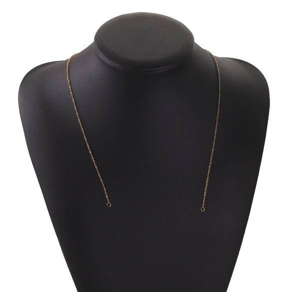 Stainless Steel Oshaped Cross Half Chain Broken Cuban Chain Hanging Double Ring Chain Cartoon Geometric Diy Jewelry Accessories Necklace With Electroplating
