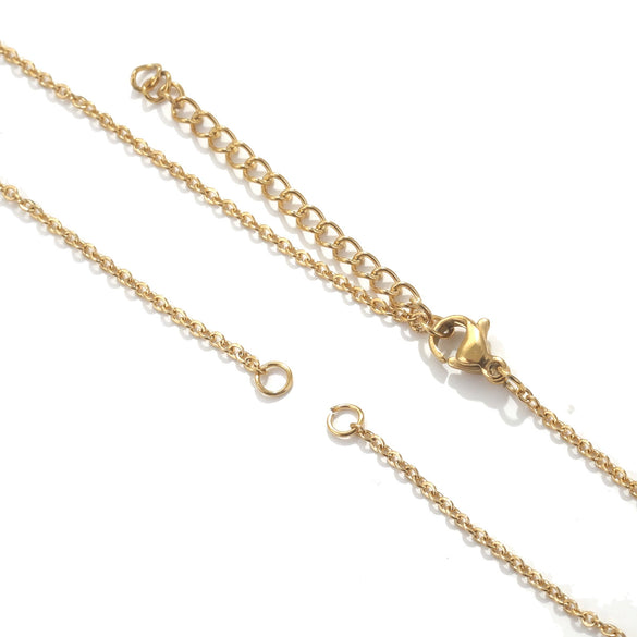 Stainless Steel Oshaped Cross Half Chain Broken Cuban Chain Hanging Double Ring Chain Cartoon Geometric Diy Jewelry Accessories Necklace With Electroplating