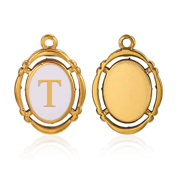 Stainless Steel Oval And Hexagonal Geometric Letter Pendant Jewelry Accessories With Electroplating