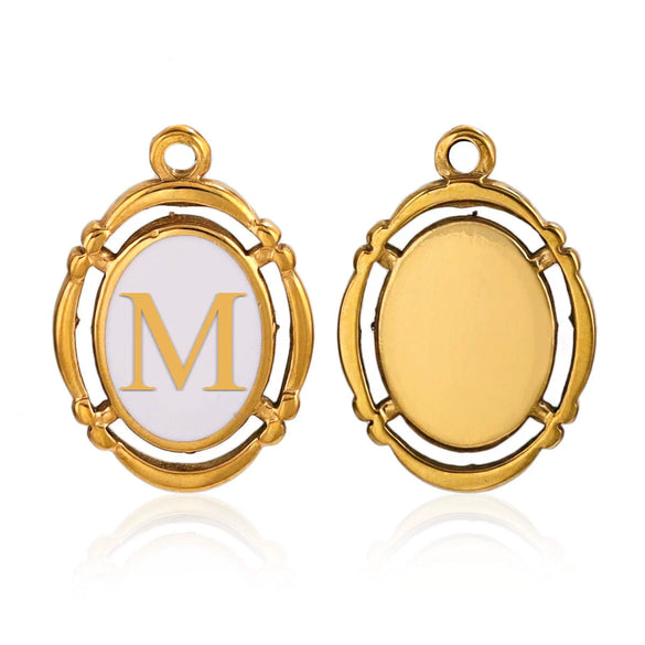 Stainless Steel Oval And Hexagonal Geometric Letter Pendant Jewelry Accessories With Electroplating