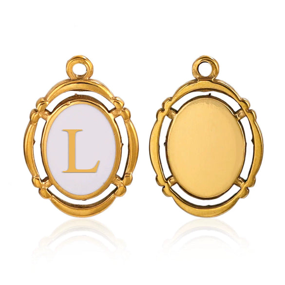 Stainless Steel Oval And Hexagonal Geometric Letter Pendant Jewelry Accessories With Electroplating