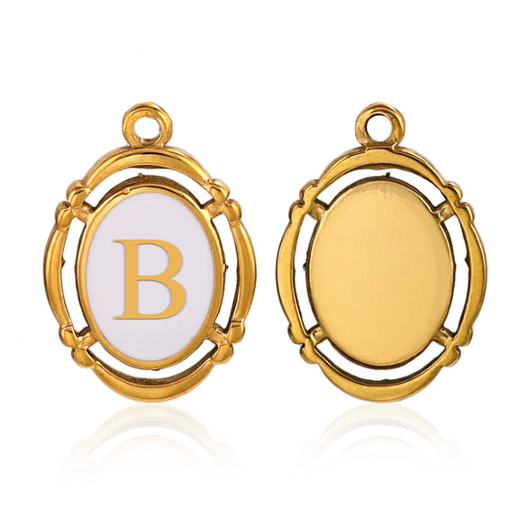 Stainless Steel Oval And Hexagonal Geometric Letter Pendant Jewelry Accessories With Electroplating
