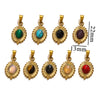 Stainless Steel Oval Bohemian Natural Stone Turquoise Pendant Totem Pattern Electroplated Diy Jewelry Accessories Necklace