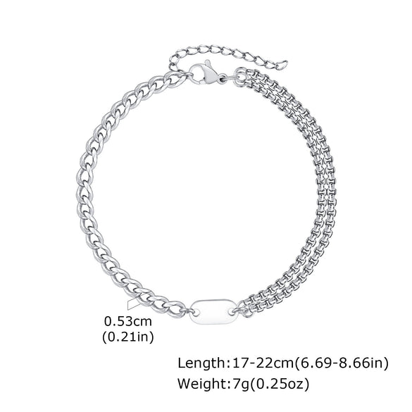Stainless Steel Oval Chain Bracelet Electroplated Fashion For Women