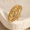 Stainless Steel Oval Conch Shape Retro Light Luxury Ring Electroplated