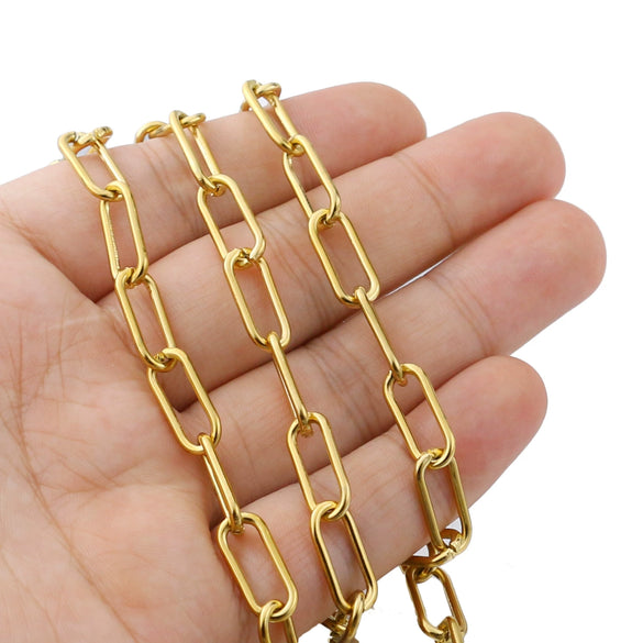 Stainless Steel Oval Decorative Chain With Cross For Diy Necklace And Bracelet Accessories Electroplated