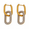 Stainless Steel Oval Double Ring Ear Buckle Fashion Personality Geometric Pattern Earrings With Electroplating For Women