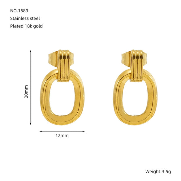 316L Stainless Steel Oval Geometric Electroplated Earrings Unisex