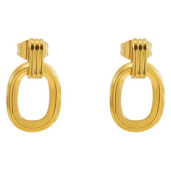 316L Stainless Steel Oval Geometric Electroplated Earrings Unisex